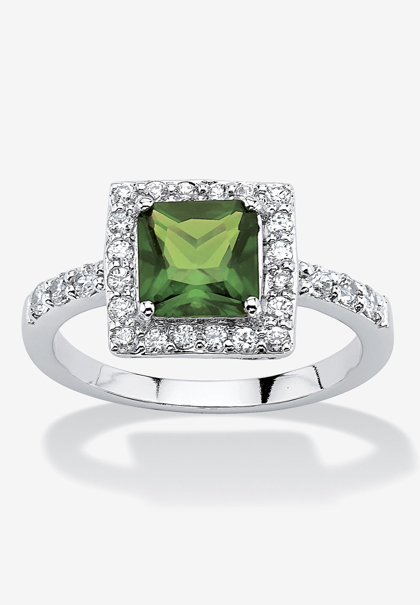 Simulated Birthstone and Crystal Halo Ring in Sterling Silver, AUGUST, hi-res image number 0