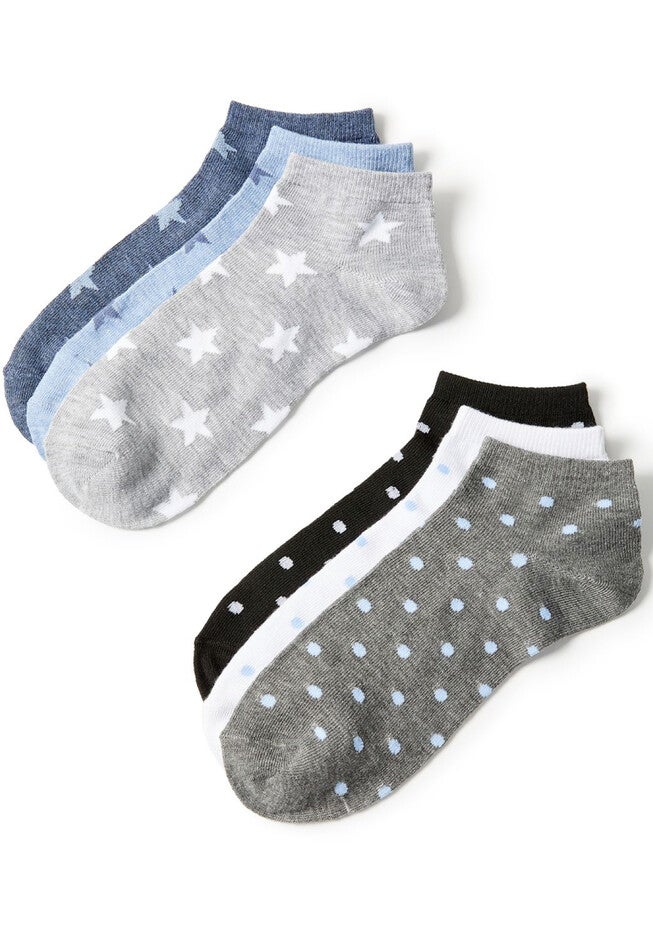 Stars & Dots Ankle Socks 6-Pack, DARK DENIM, hi-res image number null