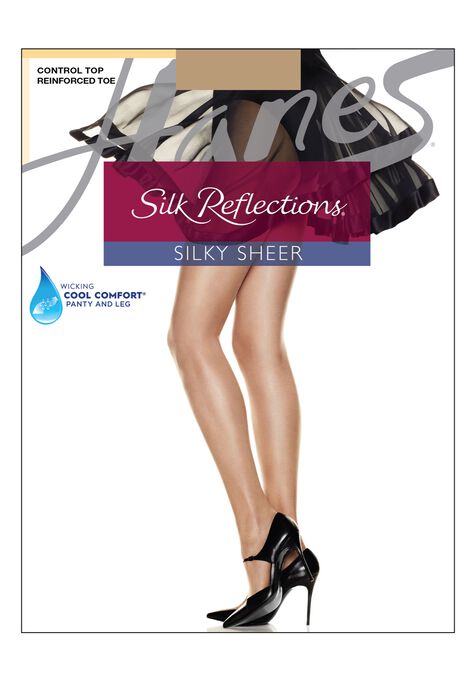 Silk Reflections Control Top Reinforced Toe Pantyhose, LITTLE COLOR, hi-res image number null