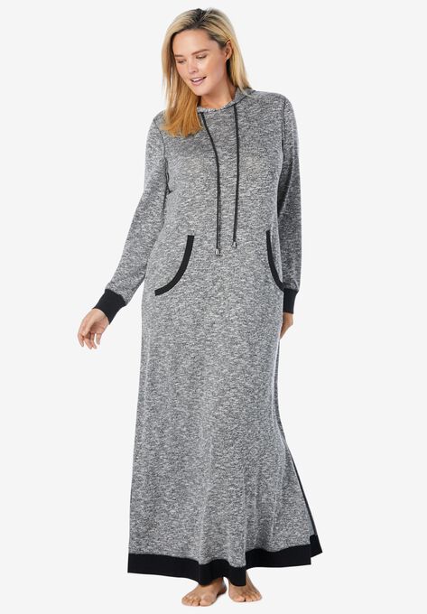 Marled Hoodie Sleep Lounger , HEATHER CHARCOAL MARLED, hi-res image number null