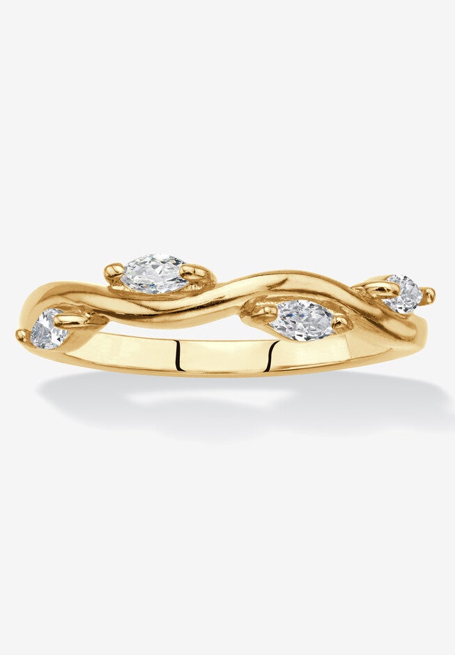 18K Yellow Gold Plated Cubic Zirconia Stackable Vine Ring, CUBIC ZIRCONIA, hi-res image number null