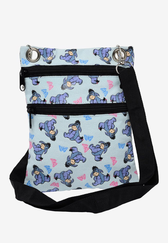 Eeyore Butterflies Passport Bag Travel Crossbody Purse Light Blue, MULTI, hi-res image number 0