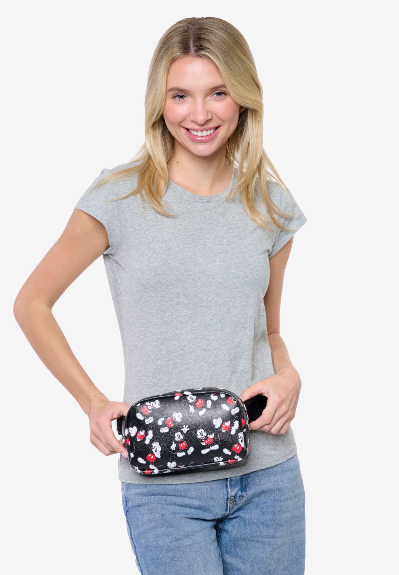 Disney Mickey Mouse Belt Bag Travel Fanny Pack Waist Bag Crossbody Zippered, BLACK, alternate image number 2