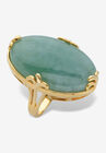 Yellow Gold Plated Genuine Green Jade Oval Cabochon Ring, JADE, hi-res image number 0