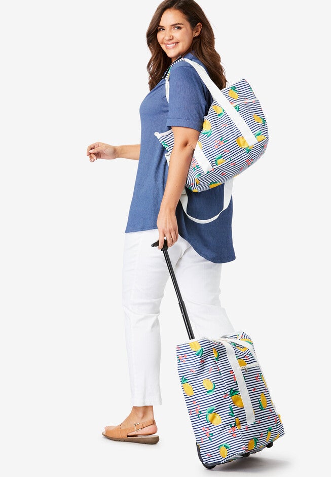 2-Piece Trolley Tote Set, LEMON STRIPE, hi-res image number null