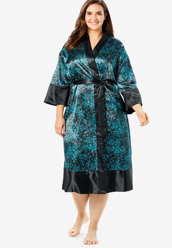 The Luxe Satin Belted Kimono by Amoureuse®, , hi-res image number null
