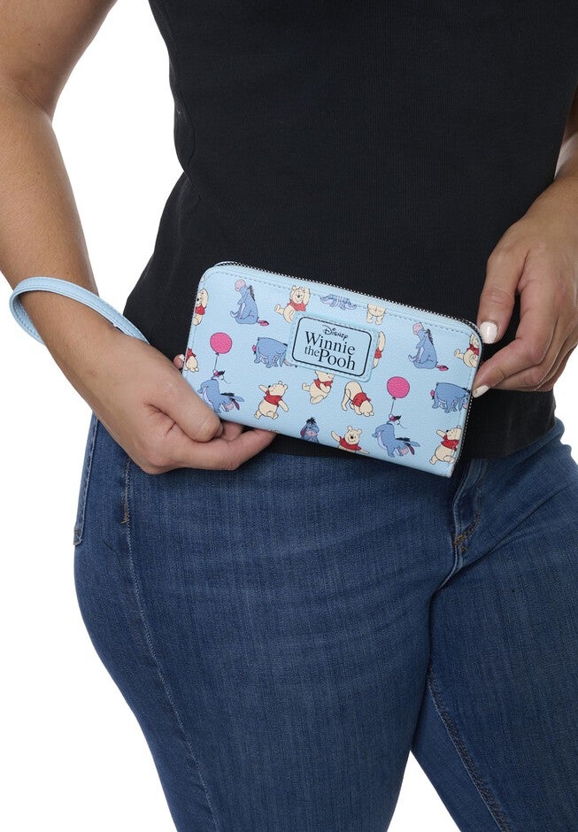 Disney Winnie The Pooh & Eeyore Wallet All-Over Print Zip Around Wristlet Strap, , alternate image number null