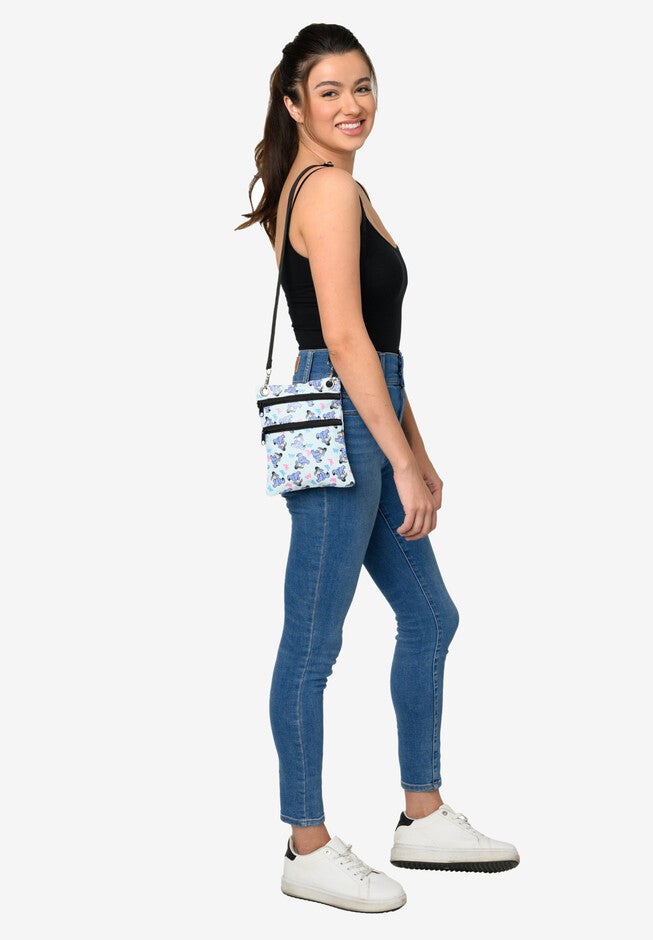 Eeyore Butterflies Passport Bag Travel Crossbody Purse Light Blue, , on-hover image number 1