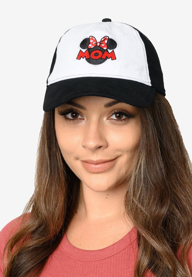 Minnie Mouse Mom Baseball Hat Black & White, , on-hover image number 1
