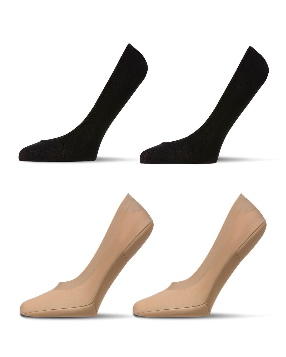 4 Pairs Women's Cushioned Fine Edge No-Show Sock Liner, NUDE BLACK, alternate image number 4