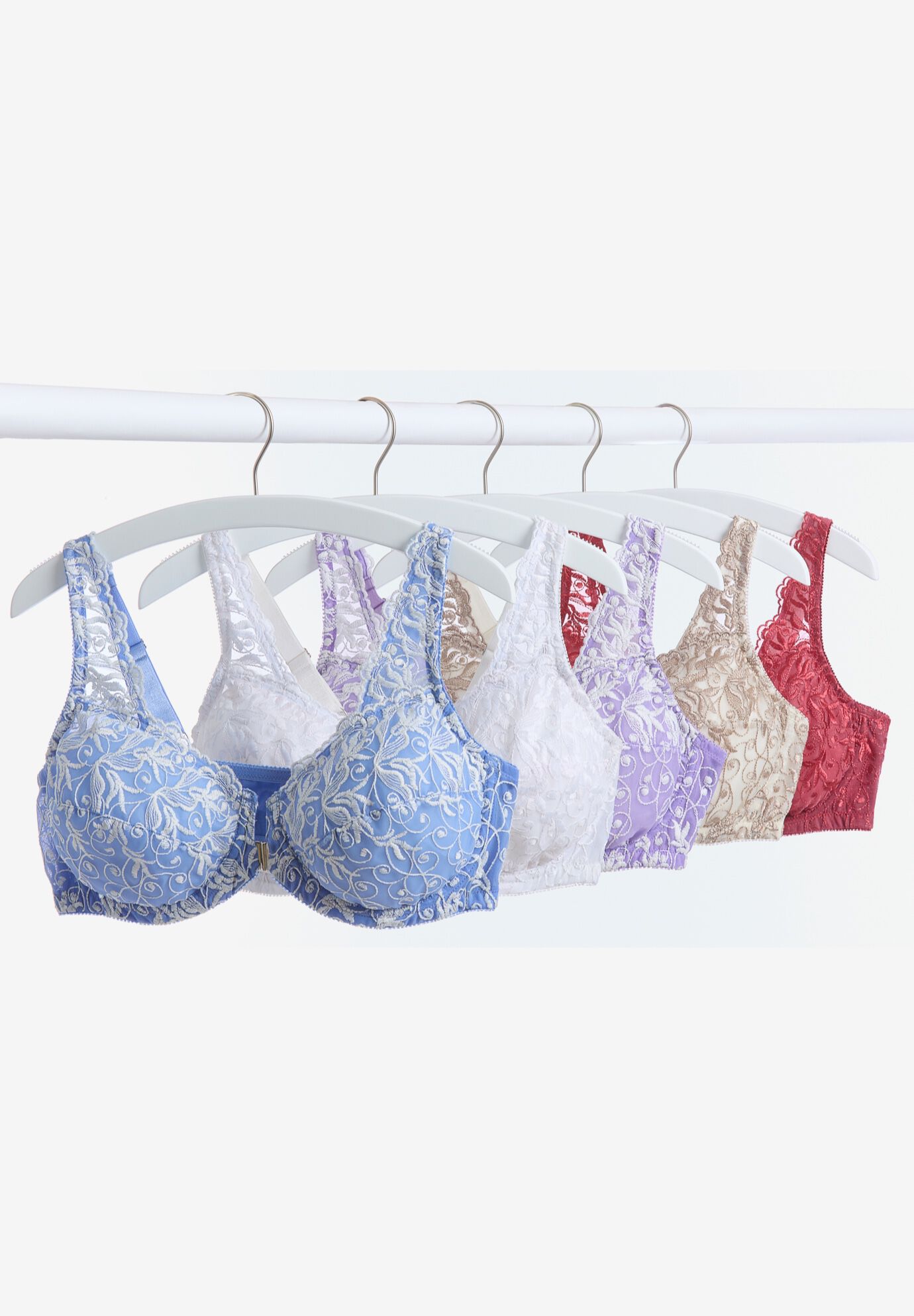 Embroidered Front-Close Underwire Bra, , alternate image number 2