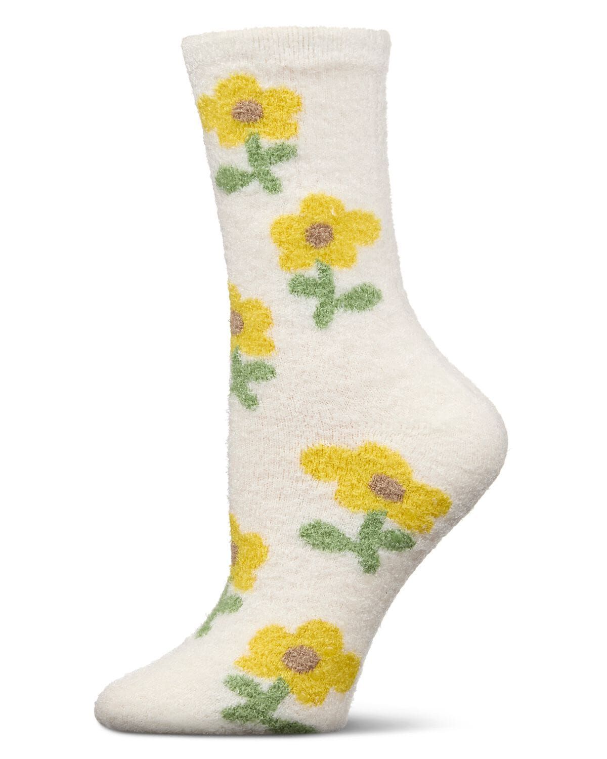 Women's Flower Aloe Infused Crew Socks, IVORY, hi-res image number 0
