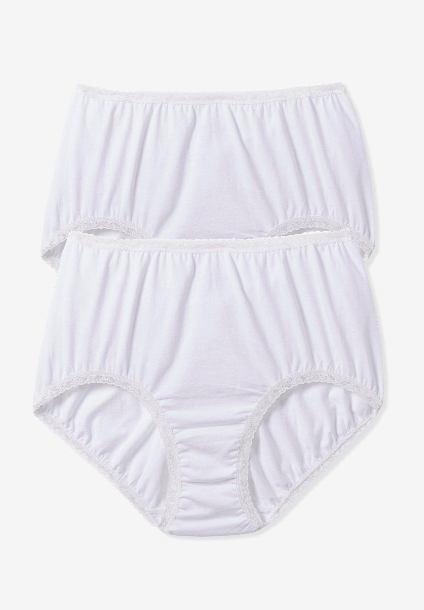 Cotton Spandex Lace Detail Brief 2-Pack, WHITE PACK, hi-res image number 0