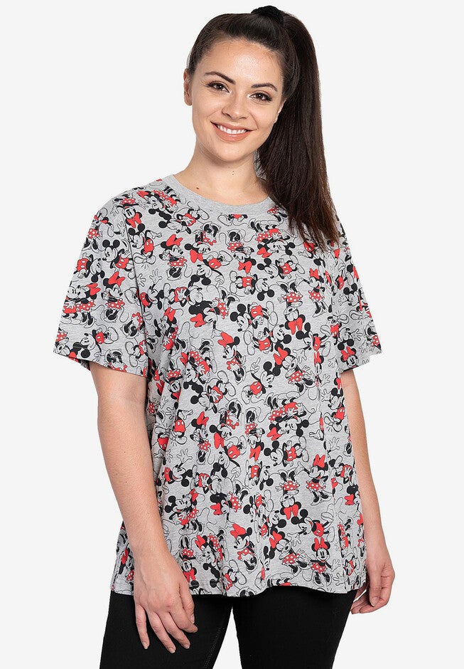 Mickey and Minnie Mouse T-Shirt, GRAY, hi-res image number 0