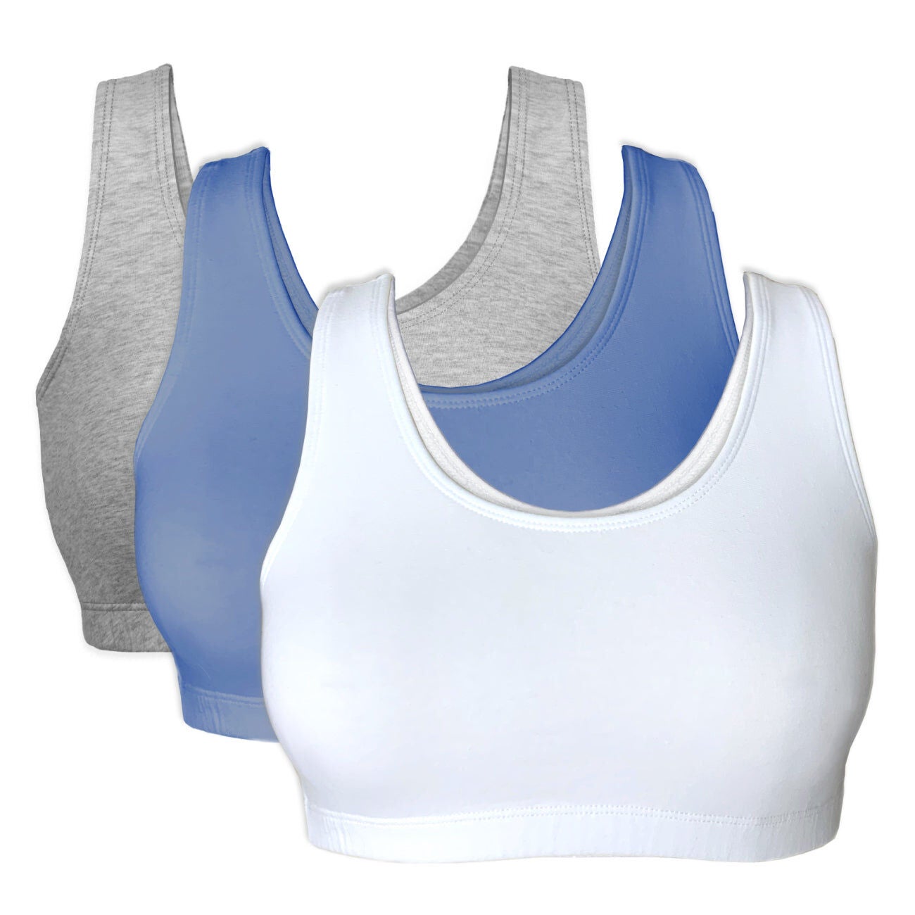 Bestform Tank Style Sports Bra 3-Pack - 5009012PP, WHITE BLUE GREY, hi-res image number 0