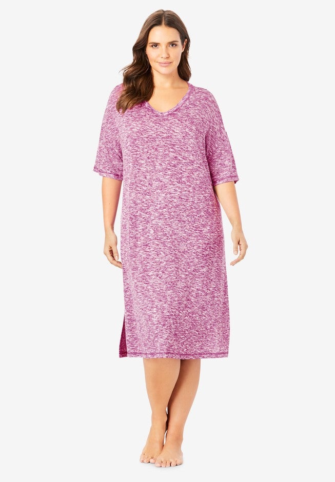 Short Marled Sleepshirt , RICH MAGENTA, hi-res image number 0