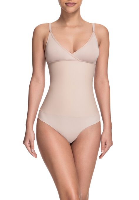 Celebrity Style Soft Cup Bodysuit, BEIGE, hi-res image number null