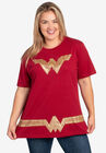 DC Comics Wonder Woman Logo & Belt T-Shirt, RED, hi-res image number 0