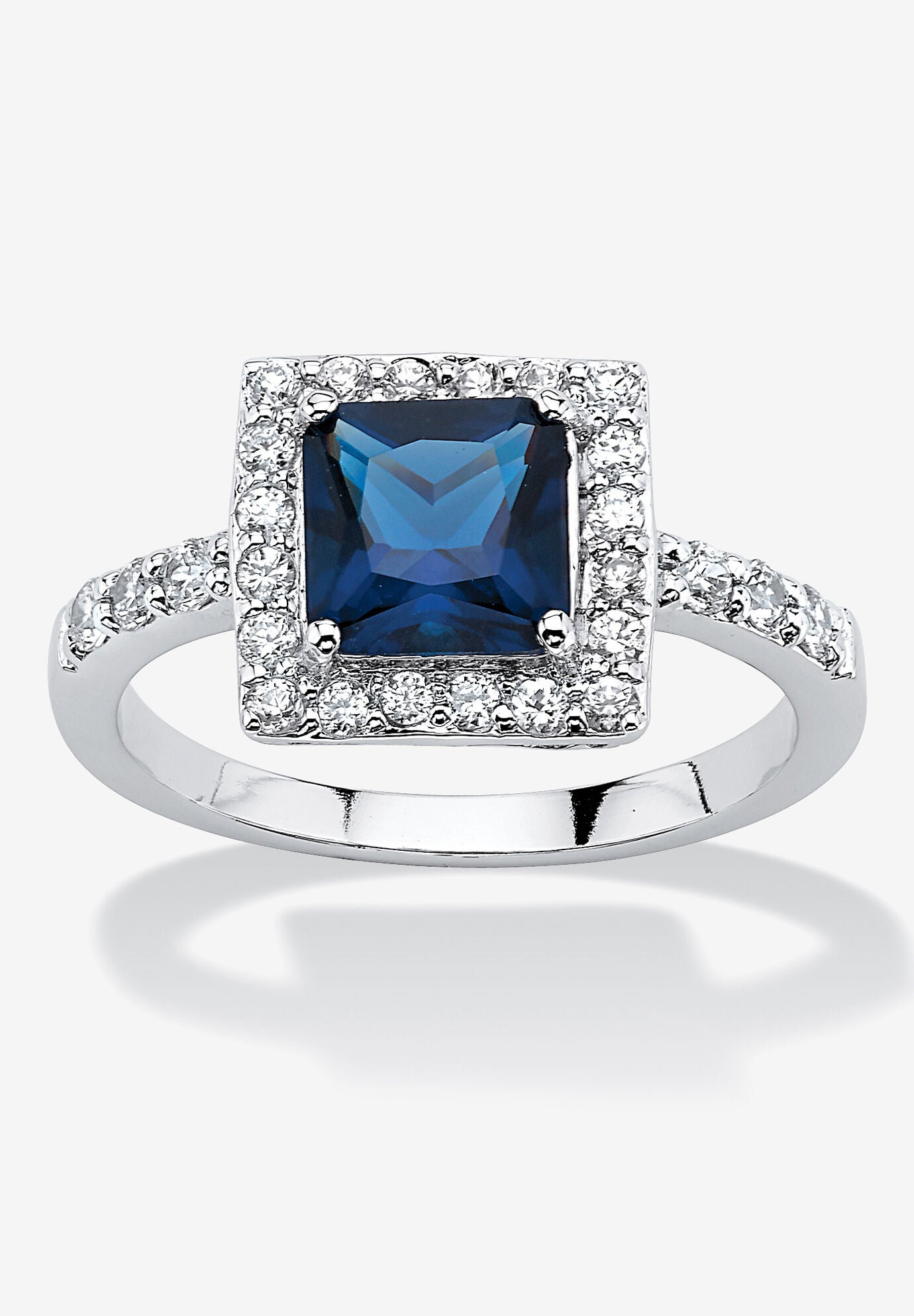 Simulated Birthstone and Crystal Halo Ring in Sterling Silver, SEPTEMBER, hi-res image number 0
