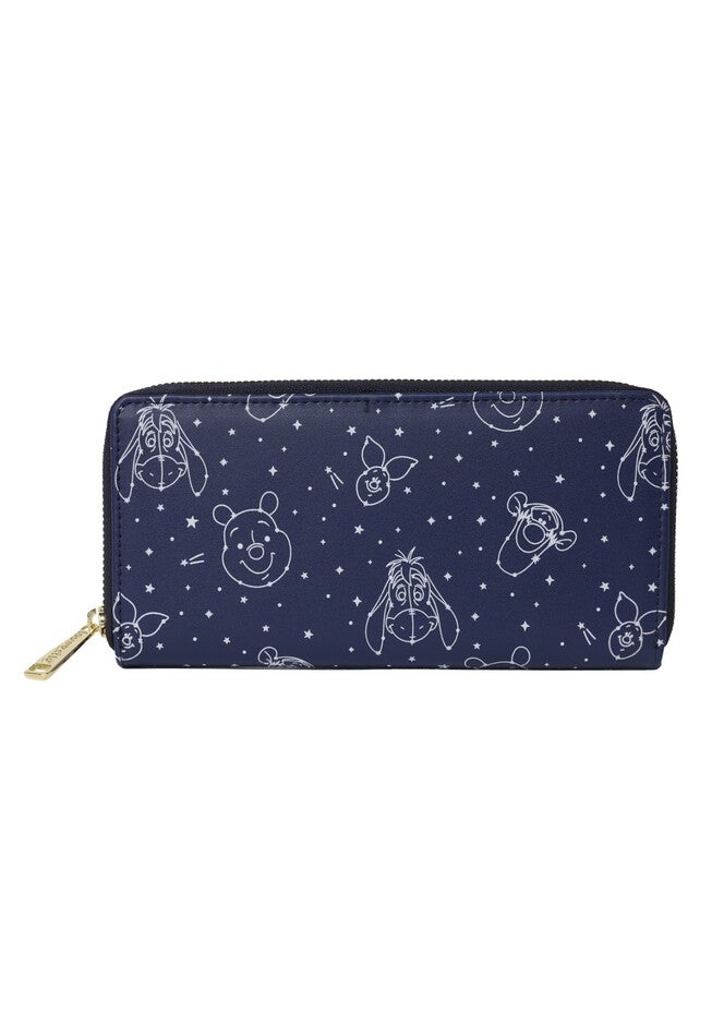 Loungefly x Disney Winnie the Pooh Constellation Zip Around Wallet Glow-in-the-Dark, BLUE, on-hover image number 1
