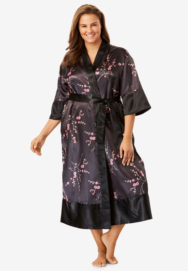 The Luxe Satin Belted Kimono by Amoureuse®, , alternate image number null