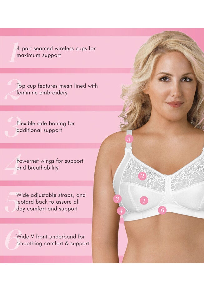 Fully Soft Cup Embroidered Mesh Bra, , alternate image number 3