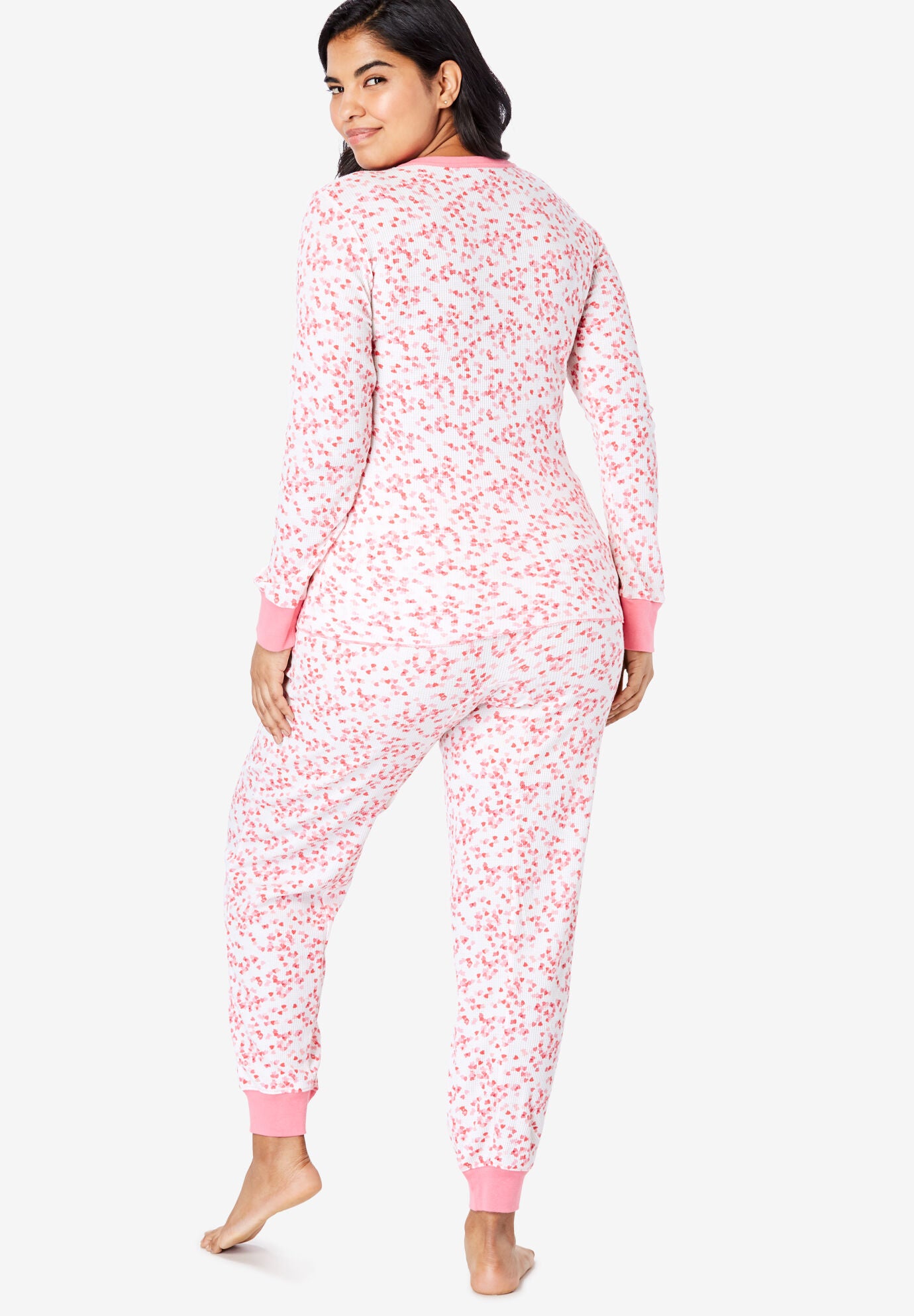 Thermal Crewneck Long-Sleeve Top, WHITE FLORAL DITSY, on-hover image number 1