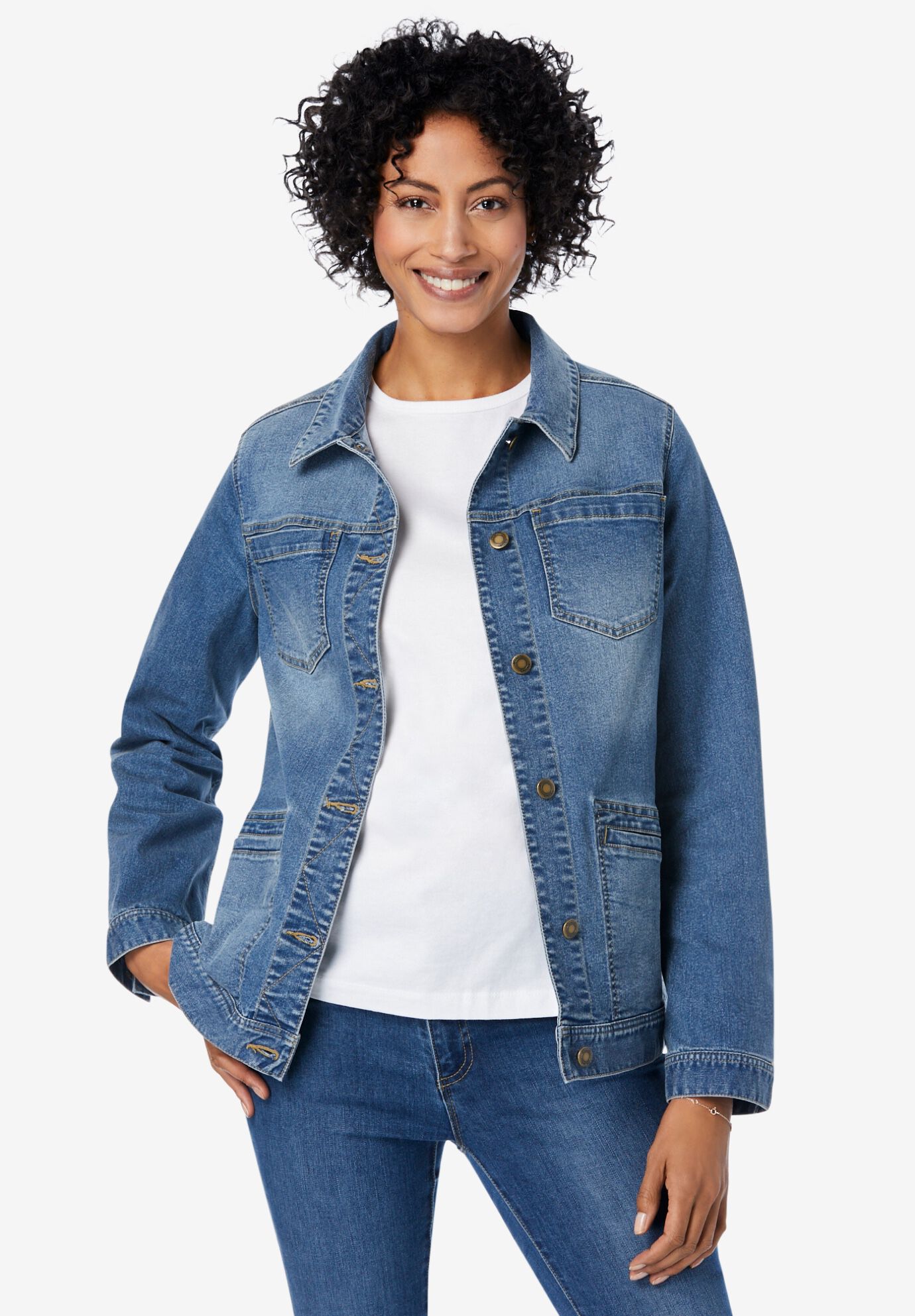 plus size long denim jacket