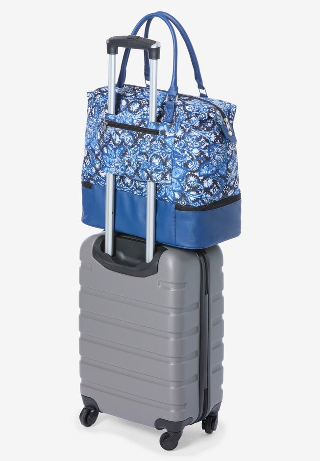 Large Tote With Shoe Compartment, BLACK BLUE BATIK, alternate image number null