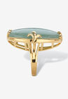 Yellow Gold Plated Genuine Green Jade Oval Cabochon Ring, , on-hover image number null