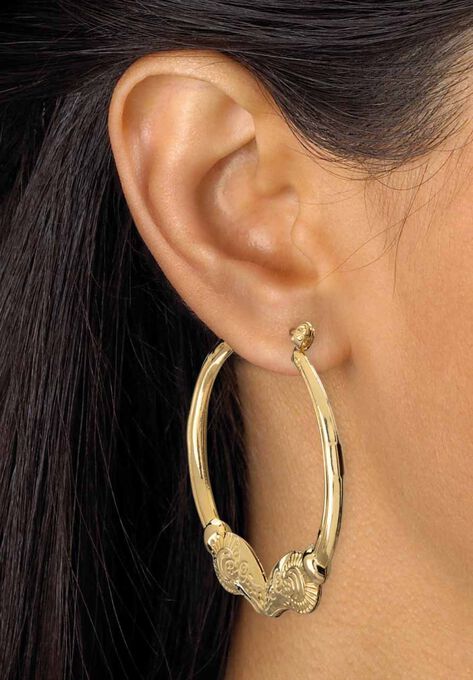 Cubic Zirconia Stud and Hoop Earring Set in Goldtone, , alternate image number null