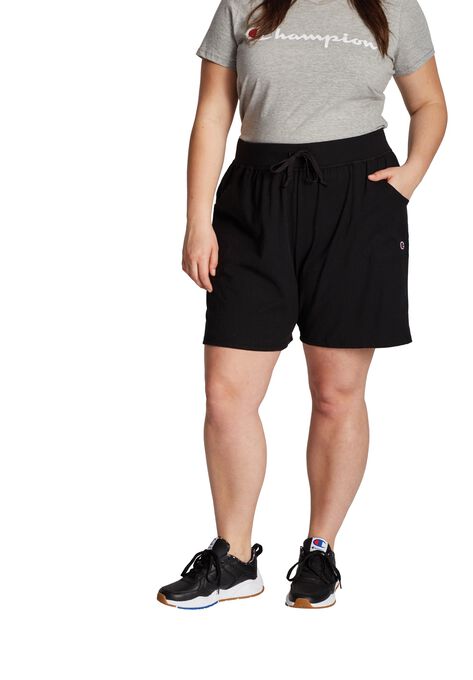 Women's Plus Jersey Shorts , BLACK, hi-res image number null