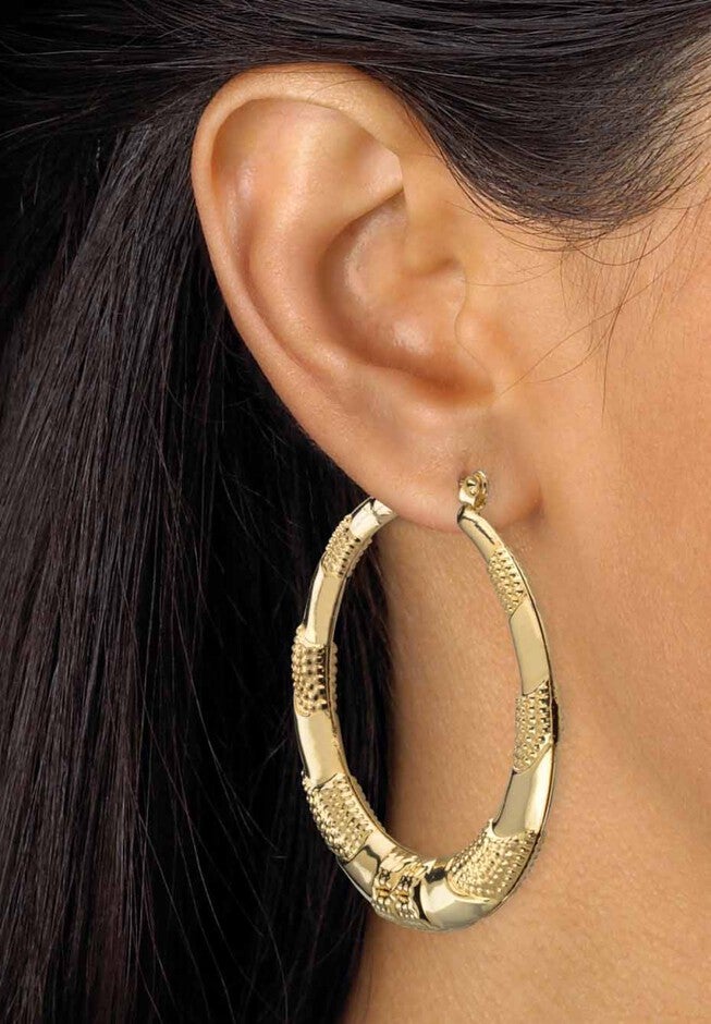 Cubic Zirconia Stud and Hoop Earring Set in Goldtone, , alternate image number 3