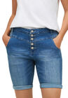 Button-Front Denim Shorts, LIGHT STONEWASH, hi-res image number null