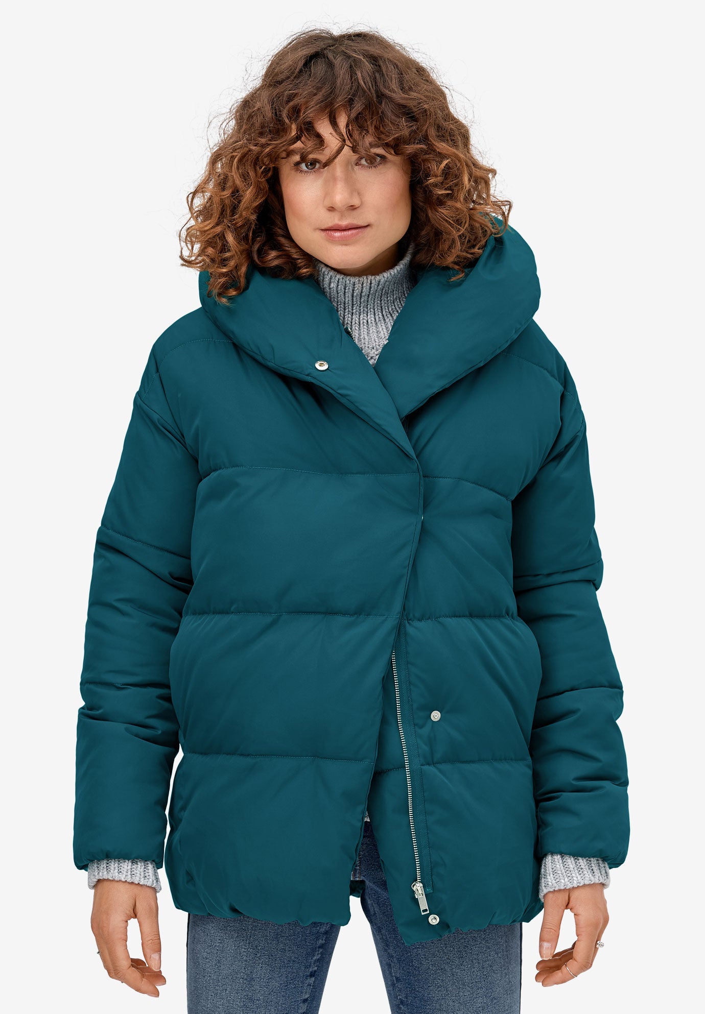 jessica long length jacket with shawl collar hood