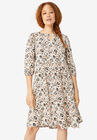 Keyhole A-line Dress, LIGHT BEIGE FLORAL, hi-res image number null