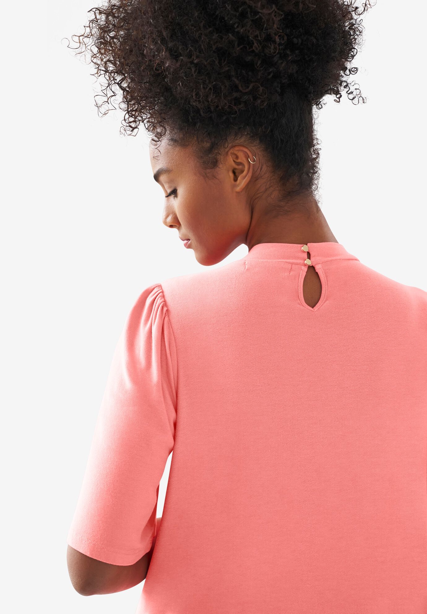 Flutter Sleeve Mock Neck Tee, , on-hover image number 1