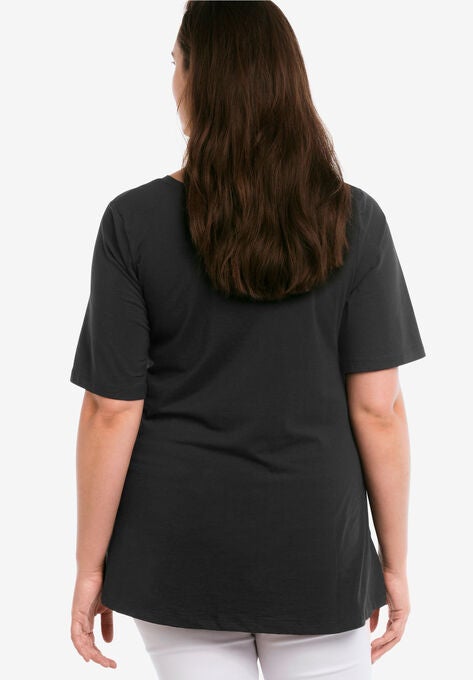 Scoop Neck Hanky Hem Tunic, , on-hover image number null