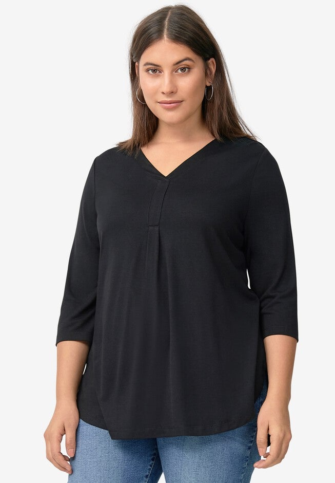 Inverted Front Pleat Tunic, BLACK, hi-res image number null