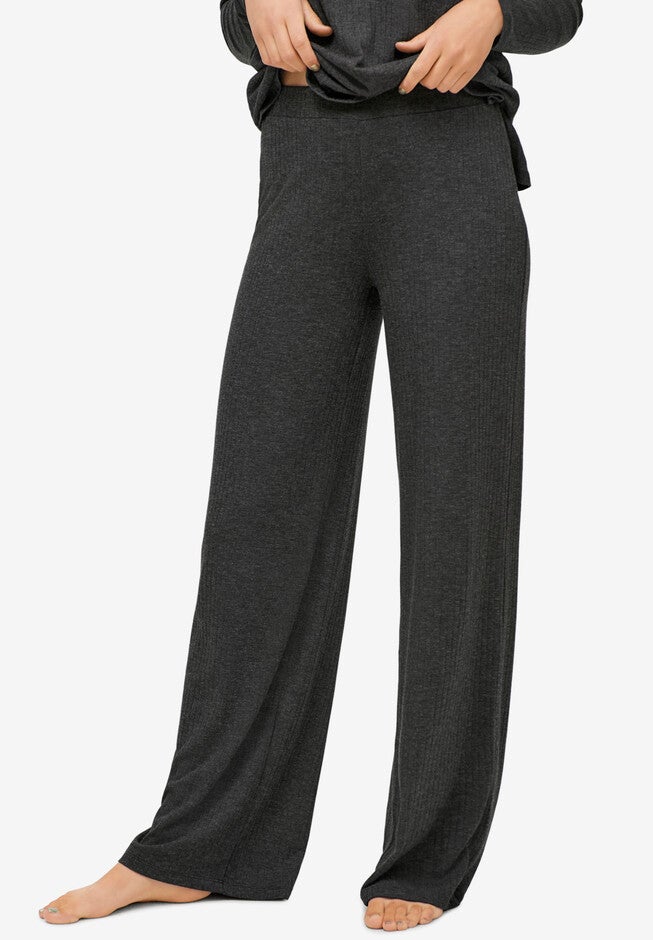 Ribbed Wide Leg Knit Pants, , alternate image number null