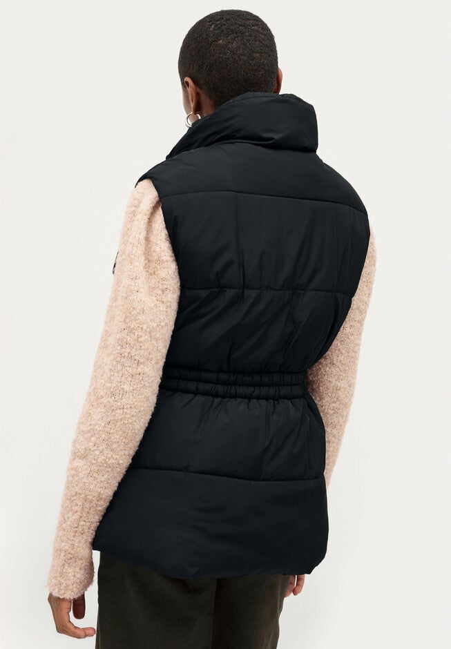Puffer Vest with Elastic Waist, BLACK, on-hover image number null