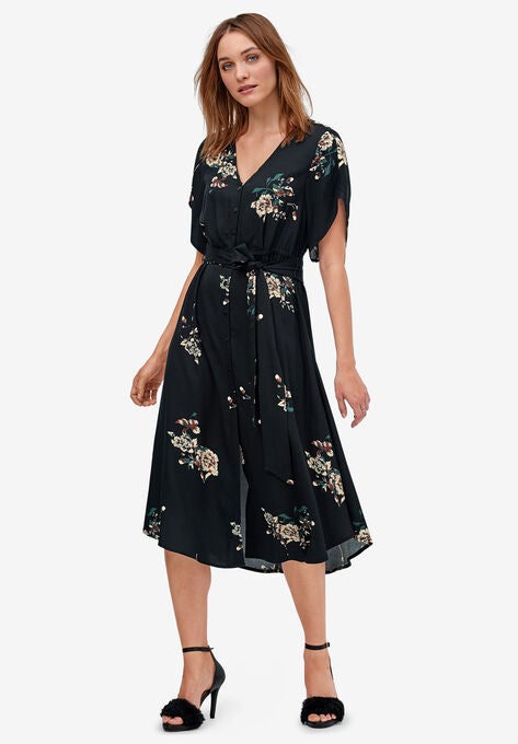 Keyhole Back Button Front Shirtdress By Ellos Plus Size Casual
