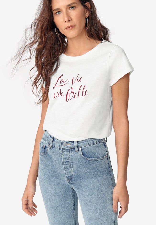Modern Graphic Tee, WHITE, hi-res image number 0