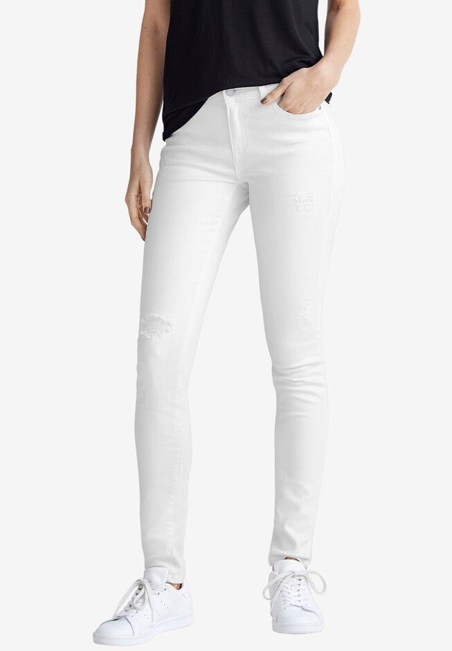 Distressed Skinny Jeans, WHITE, hi-res image number null
