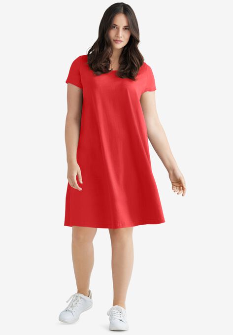 A-Line Tee Dress, CHILI RED, hi-res image number null
