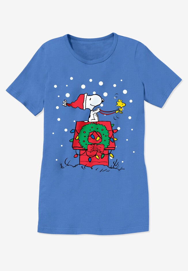 Peanuts Short Sleeve Crew Tee Blue Snoopy Snow, , alternate image number null