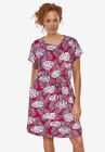 Knit Drawstring Dress, BERRY RED FERN PRINT, hi-res image number 0