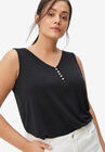 Pearl Button Henley Tank, , alternate image number 1