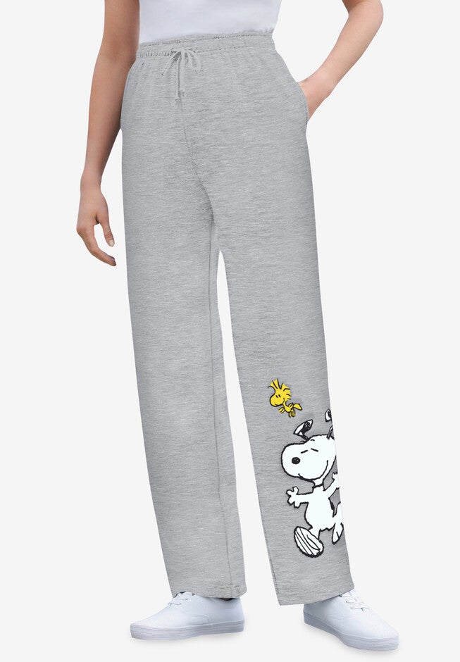 Peanuts Heather Grey Snoopy Woodstock Fleece Sweatpants, HEATHER GREY SNOOPY WOODSTOCK, hi-res image number null