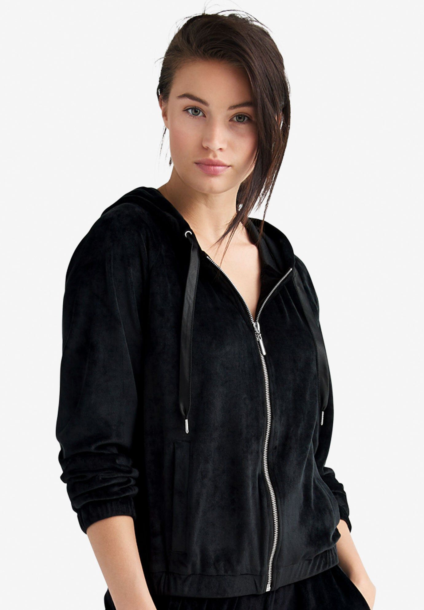 Velour Hooded Sweatshirt